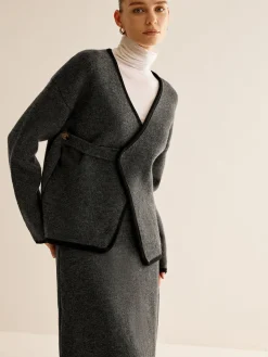 COMMENSE Contrast Side Piping Belted Sweater Co-ords* Sweater Tops|Sweaters & Cardigans