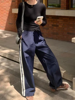 COMMENSE Contrast Side Trim Drawstring Pants* Pants|Bottoms