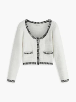 COMMENSE Contrast Trim Button Cardigan* Cardigans|Sweaters & Cardigans