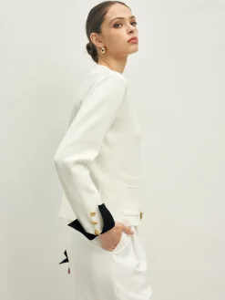 COMMENSE Contrast Trim Button Jersey Cardigan* Cardigans|Sweaters & Cardigans