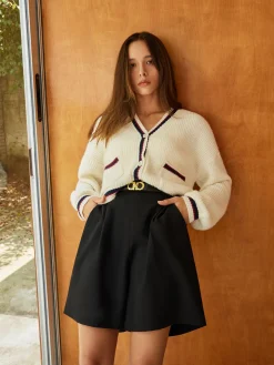 COMMENSE Contrast Trim Button Pockets Cardigan* Cardigans|Sweaters & Cardigans