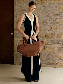 COMMENSE Contrast Trim Button Sweater Tank Dress* Black Dresses|Sweater Dresses