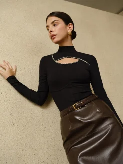 COMMENSE Contrast Trim Cutout Piping Top* T-shirts|Tops