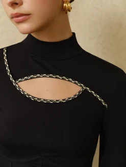 COMMENSE Contrast Trim Cutout Piping Top* T-shirts|Tops