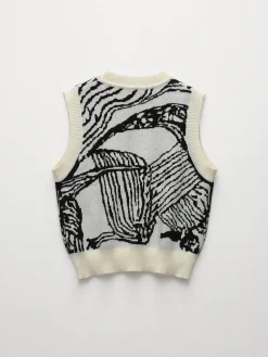 COMMENSE Contrast Trim Floral Sweater Vest* Sweater Vests|Sweaters & Cardigans