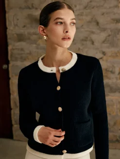 COMMENSE Contrast Trim Jersey Cardigan* Cardigans|Sweaters & Cardigans