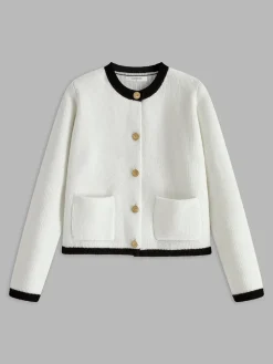 COMMENSE Contrast Trim Jersey Cardigan* Cardigans|Sweaters & Cardigans