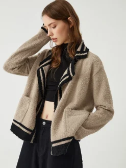 COMMENSE Contrast Trim Knit Cardigan* Cardigans|Sweaters & Cardigans