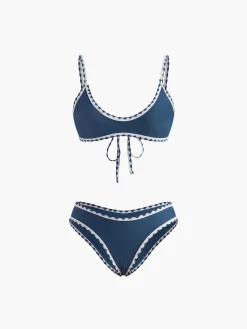 COMMENSE Contrast Trim Knotted Bikini Set* Swimwear|Tops