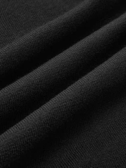 COMMENSE Contrast Trim Lace Up Sweater Dress* Black Dresses|Sweater Dresses