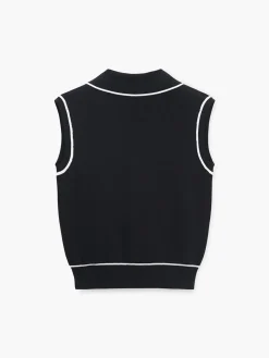 COMMENSE Contrast Trim Lapel Sweater Vest* Sweater Vests|Sweaters & Cardigans