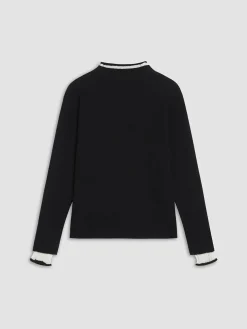 COMMENSE Contrast Trim Mock Neck Knit Top* Sweater Tops|Sweaters & Cardigans