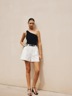 COMMENSE Contrast Trim One Shoulder Off Tank Top* Tank Tops & Camis|Matching Sets