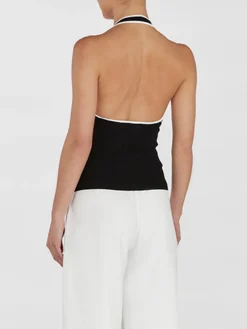 COMMENSE Contrast Trim Open Back Knit Top* Sweater Vests|Sweaters & Cardigans