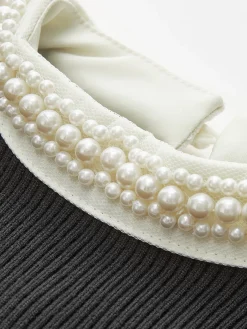 COMMENSE Contrast Trim Pearl-Detail Sweater* Sweater Tops|Sweaters & Cardigans