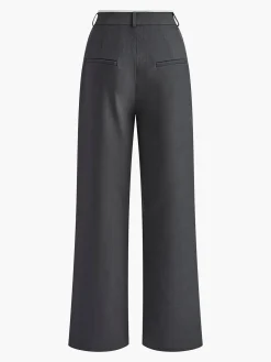 COMMENSE Contrast Trim Pleated Draped Pants* Pants|Bottoms