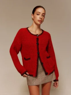 COMMENSE Contrast Trim Pockets Button Cardigan* Cardigans|Sweaters & Cardigans