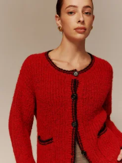 COMMENSE Contrast Trim Pockets Button Cardigan* Cardigans|Sweaters & Cardigans