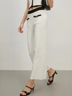 COMMENSE Contrast Trim Pockets Sweater Pants* Pants|Knitwear