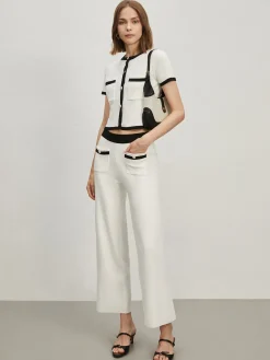 COMMENSE Contrast Trim Pockets Sweater Pants* Pants|Knitwear