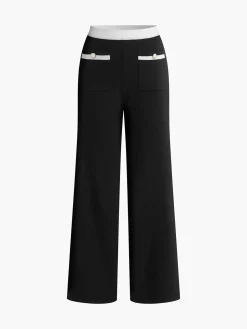 COMMENSE Contrast Trim Pockets Sweater Pants* Pants|Knitwear