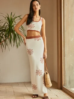 COMMENSE Contrast Trim Print Skirt Set* Skirt Sets|Long Sleeve Sets