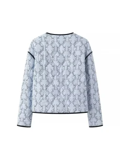 COMMENSE Contrast Trim Printed Button Winter Coat* Outerwear|Coats