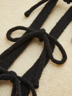 COMMENSE Contrast Trim Slim Tie Knit Top* Sweater Tops|Sweaters & Cardigans