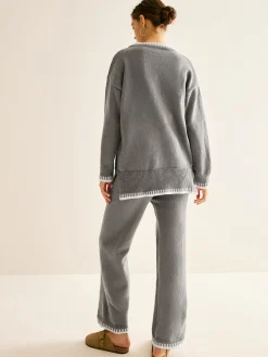 COMMENSE Contrast Trim Slit Warm Sweater Co-ords* Knitwear|Matching Sets