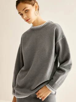 COMMENSE Contrast Trim Slit Warm Sweater Co-ords* Knitwear|Matching Sets