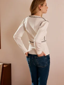 COMMENSE Contrast Trim Split Slim Cardigan* Cardigans|Sweaters & Cardigans