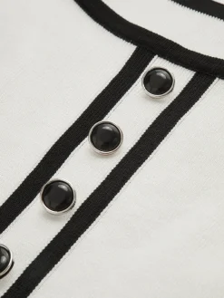 COMMENSE Contrast Trim Stripe Sweater Dress* White Dresses|Sweater Dresses