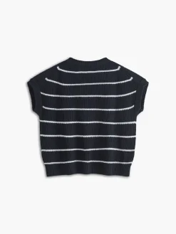 COMMENSE Contrast Trim Stripe Sweater Vest* Sweater Vests|Sweaters & Cardigans