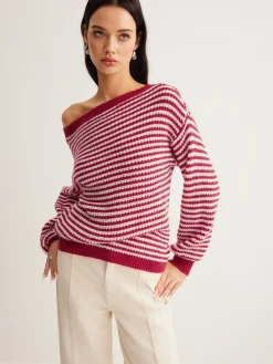 COMMENSE Contrast Trim Striped Swaeter* Sweater Tops|Sweaters & Cardigans