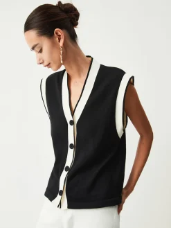 COMMENSE Contrast Trim Sweater Vest* Sweater Vests|Sweaters & Cardigans