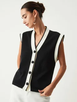 COMMENSE Contrast Trim Sweater Vest* Sweater Vests|Sweaters & Cardigans