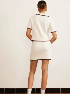 COMMENSE Contrast Trim V-Neck Polo Knit Top* Sweater Tops|Sweaters & Cardigans