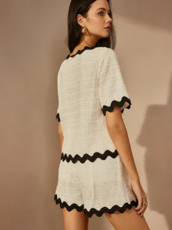 COMMENSE Contrast Trim V-Neck Shorts Set* Shorts Sets|Shorts