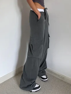 COMMENSE Contrast Waistband Cargo Sweatpants* Pants|Knitwear