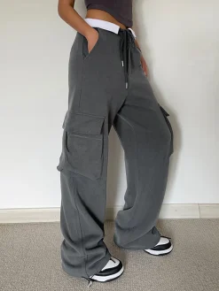 COMMENSE Contrast Waistband Cargo Sweatpants* Pants|Knitwear