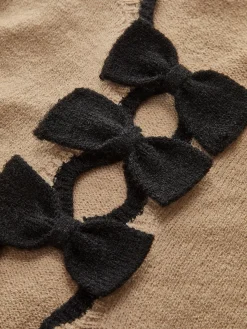 COMMENSE Contrast Wave Trim Bow Sweater* Sweater Tops|Sweaters & Cardigans