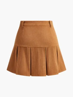 COMMENSE Corduroy Pleated Mini Skirt* Skirts|Bottoms