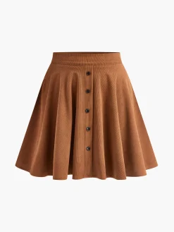 COMMENSE Corduroy Pleated Mini Skirt* Skirts|Bottoms