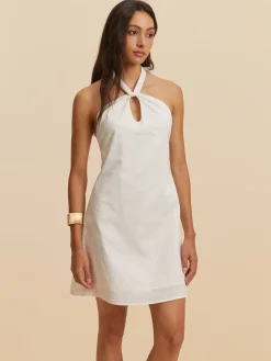 COMMENSE Cotton & Linen Backless Halter Dress* White Dresses|Casual Dresses