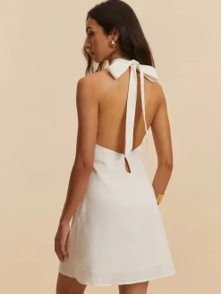 COMMENSE Cotton & Linen Backless Halter Dress* White Dresses|Casual Dresses