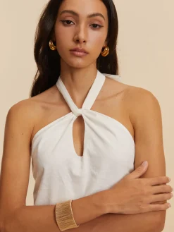 COMMENSE Cotton & Linen Backless Halter Dress* White Dresses|Casual Dresses