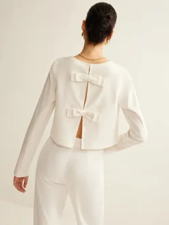 COMMENSE Cotton & Linen Bow Shirt* Blouses & Shirts|Tops