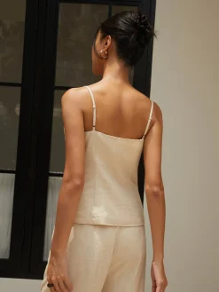 COMMENSE Cotton & Linen Button Cami Top* Tank Tops & Camis|Tops
