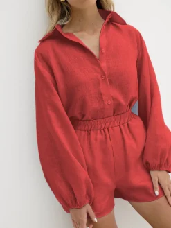 COMMENSE Cotton & Linen Casual Shorts Set* Shorts Sets|Shorts