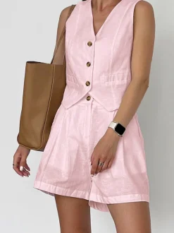 COMMENSE Cotton & Linen Casual Tailored Shorts Set* Shorts Sets|Shorts